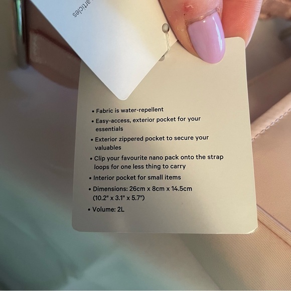 NWT Lululemon Crossbody Bag with Nano Pouch 2L Flush Light Pink Nylon Sold Out - Picture 6 of 16